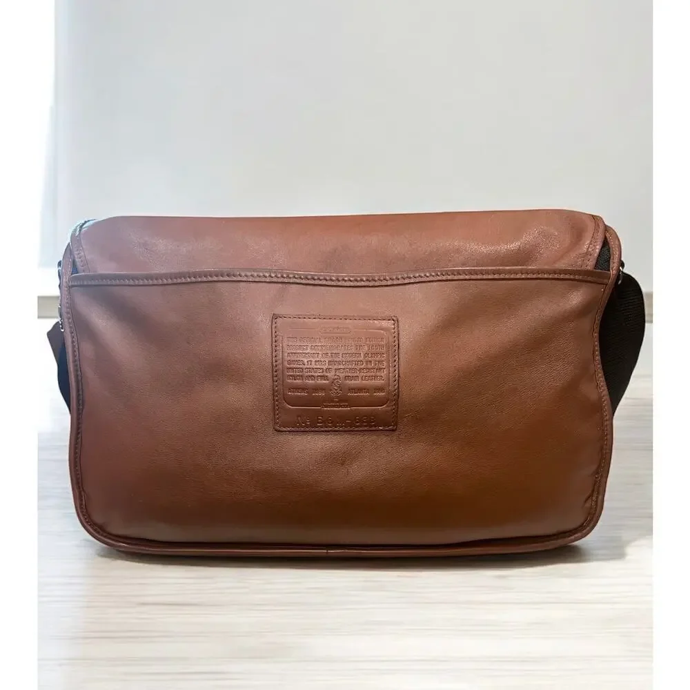 Vintage Coach 688 100th Anniversary US Olympic Leather & Nylon Messenger Bag